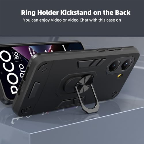 Image of NDCOM for Poco X7 Pro 5G Back Cover | Premium Poco X7 Pro Back Cover | Stylish Shockproof Ring Holder Case