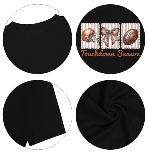 Image of Football Mom Shirt Women-Cute Touchdown Season T-Shirts Game Day Mama Short Sleeve Funny Football Tee Top