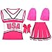 Gukuu&co Cheerleader Costume for Girls USA Cheerleading Outfit with Cheerleader Pom Poms Bow Hair Clip 3-10 Years