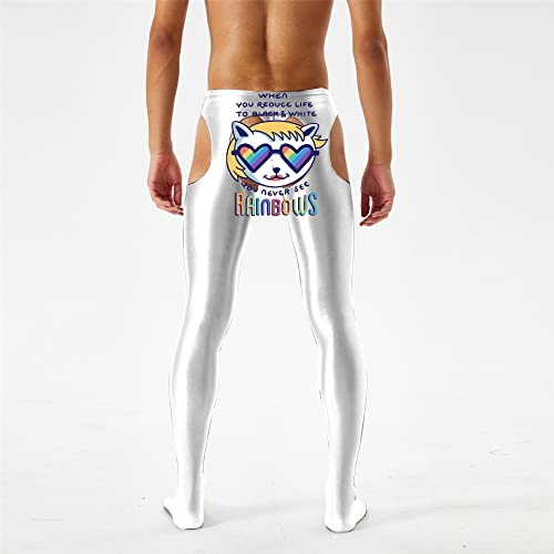 Men White Quick Dry Cool Compression Fit Tights Legging With Stretch Waistband M #TOP3