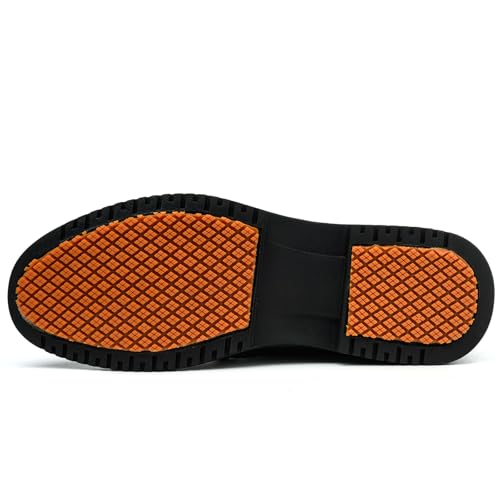 Non Slip Work Shoes for Men Waterproof Mens Slip Resistant Shoes，Comfortable Food Service Kitchen Restaurant Chef Work Shoes Black2