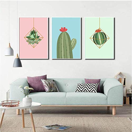 Affiche botanique cactus feuille tropicale rose toile salon