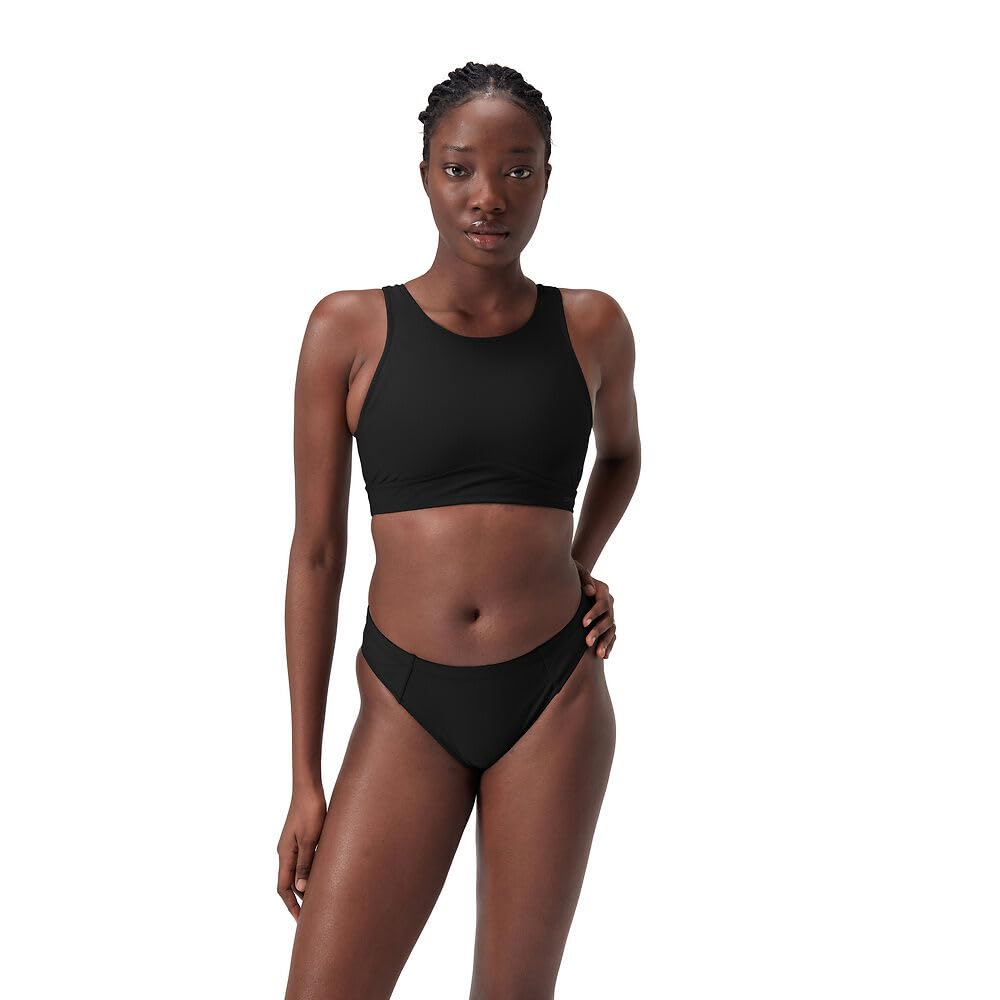 Speedo Damen Einfarbiges Highneck Top mit Netzstoff | Fitnessschwimmen | Stilvolles Design