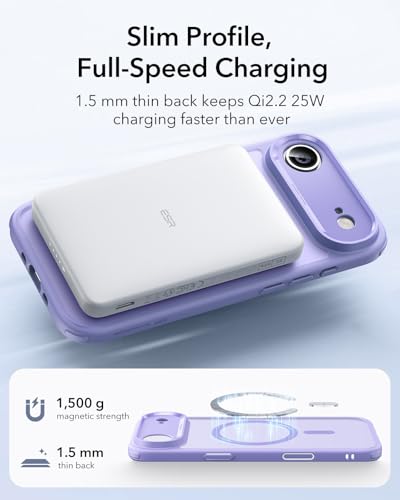 Image of ESR for iPhone Air Case, Camera Control Cover, Compatible with MagSafe, Shockproof Military-Grade Protection, Magnetic Phone Case for iPhone Air, Classic Hybrid Case, Frosted Purple