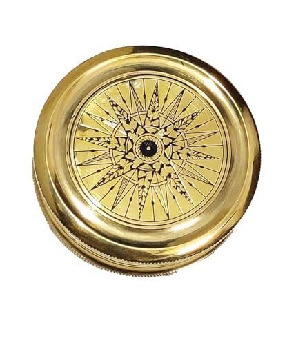 Brújula de navegación de latón con caja de madera temática náutica regalo 2 pulgadas miniatura 3
