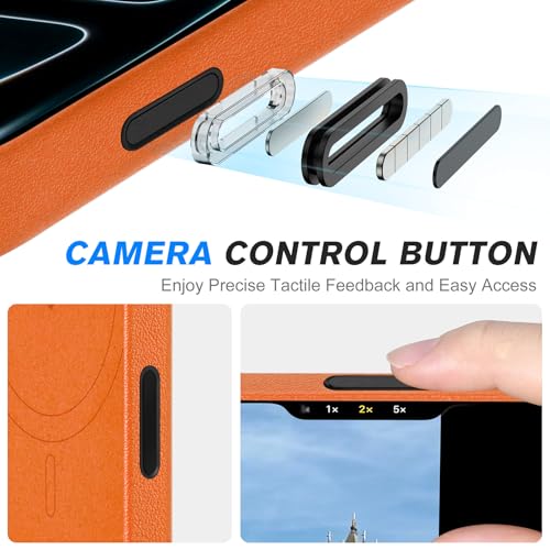 Image of SHIELDON Genuine Leather Case for iPhone 17 Pro Max 6.9 Inch 2025, Orange