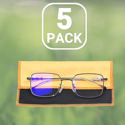 Eco-Fused Mikrofaser-Reinigungstücher, beidseitig - 5er Pack - 6,6 x 6,2 Zoll - Mikrofaser- und Wildledertuch für Smartphones, LCD-TV, Tablets, Laptop-Bildschirme, Kameraobjektive (Gelb)