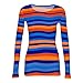 Long Sleeve Going Out Tops for Women Striped Printed Underscrubs Business Casual Outfits Early Spring Fashion 2026 Underscrubs Layer T-Shirt Crew Neck Tight Basic Tee Shirts Ribbed Tops a Orange,S