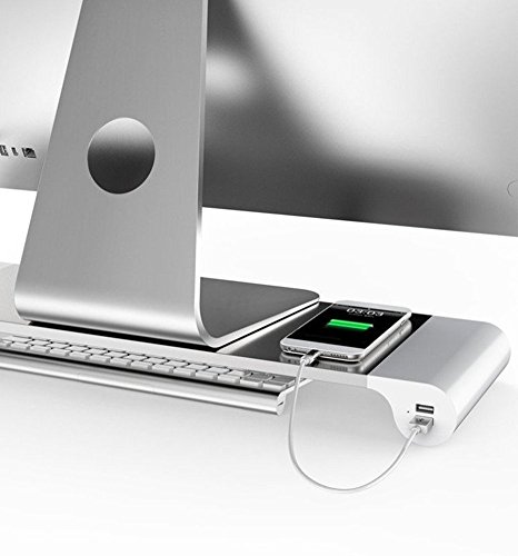 Kernorv di monitor supporto spazio bar computer monitor riser, alluminio multifunzione organizer da scrivania con 4 porte USB per Apple iMac/PC/TV/MacBook/laptop