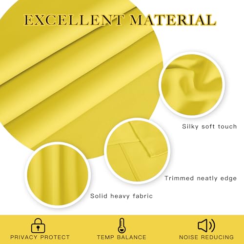 NICETOWN Sliding Glass Door Curtain Extra Long 84 inches Long, Grommet Thermal Insulated Blackout Patio Door Curtain Panel for Bedroom/Pergola, Bright Yellow, 1 Panel, W100 x L84