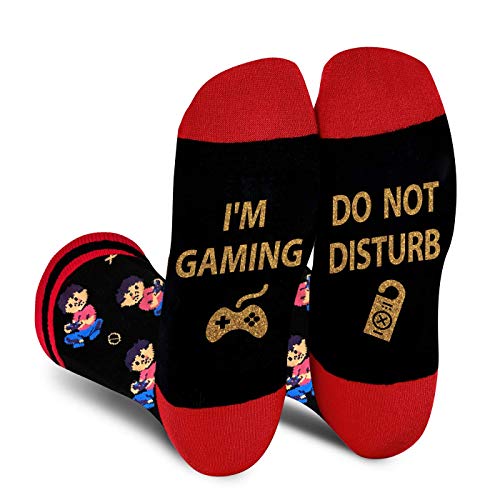 AGRIMONY Do Not Disturb Gaming Funny Socks for Men Women Teen Boys-Fathers Birthday Christmas Gift Ideas Stocking Stuffers, C-redblack, M-L