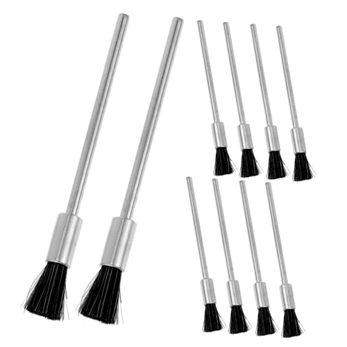 Garneck 10pcs Long Handle Wire Brush Industrial Wire Cleaning Brush for Drill Polishing Rust Removal and Paint Scrubbing in Automotive Household and Fence Maintenance