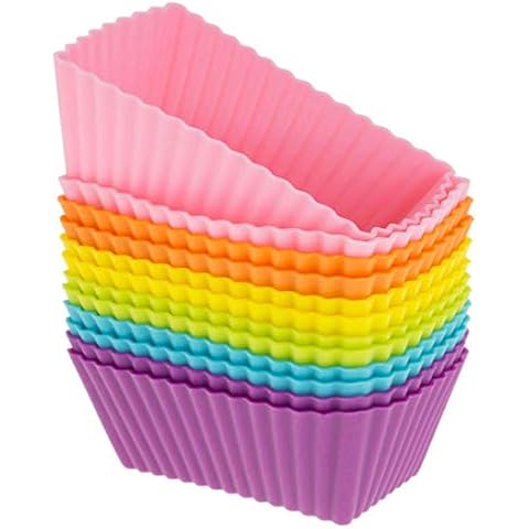 2Pcs Rectangle Silicone Soap Cupcake Molds, Nonstick Silicone Baking Cases Muffin Molds, Handmade DIY Tool, Brownie, Cheesecake Mold, Baking Molds Bakeware Tray for Birthday Party Wedding (Yellow) Cover