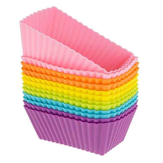 2Pcs Rectangle Silicone Soap Cupcake Molds, Nonstick Silicone Baking Cases Muffin Molds, Handmade DIY Tool, Brownie, Cheesecake Mold, Baking Molds Bakeware Tray for Birthday Party Wedding (Yellow)