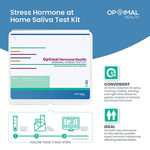 Stress Hormone At Home Saliva Test Kit - Diurnal 4 Point Cortisol + Dhea - Optimal Adrenals - Anxiety, Stress, Fatigue #TOP1