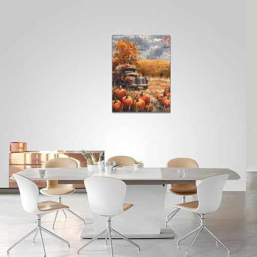 Fall-Decor-Wall-Art-Farmhouse-Autumn-Pumpkins-Pictures-Wall-Decor-Country-Autumn-Leaves-Red-Truck-Canvas-Painting-Print-Modern-Home-Decorations-Artwork-for-Bathroom-Bedroom-Living-Room-Kitchen-12×16 Fall Decor Wall Art Farmhouse Autumn Pumpkins Pictures Wall Decor Country Autumn Leaves Red Truck Canvas Painting Print Modern Home Decorations Artwork for Bathroom Bedroom Living Room Kitchen 12×16