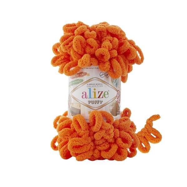 Alize Puffy Baby Big Loop Blanket Yarn 100% Micropolyester Soft Wool Each Ball 100g 9m - 766 Carrot