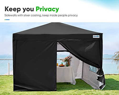Quictent Privacy 10’X10’ Pop Up Canopy Tent Enclosed Instant Gazebo Shelter With Sidewalls And Mesh Windows Waterproof (Black) #TOP4