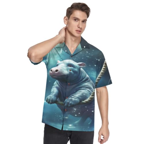 Chemise Hawaïenne Homme Manches Courtes Funky Bleu Pacifique Casual Beachwear