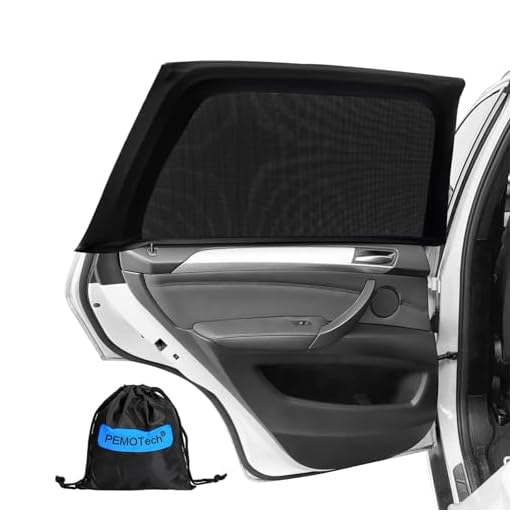 PEMOTech Car Window Shades(2 Pack)-Certified Car Side Window Sun Shades, UV Protection Breathable Spandex Baby Window Covers, Universal Fit Most (99%) of Cars, Protect Privacy for Family (27.2"x39.8")