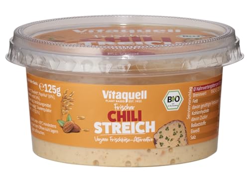 Vitaquell Bio Frischer Chili Streich, vegane Frischkäse-Alternative, 125g Becher