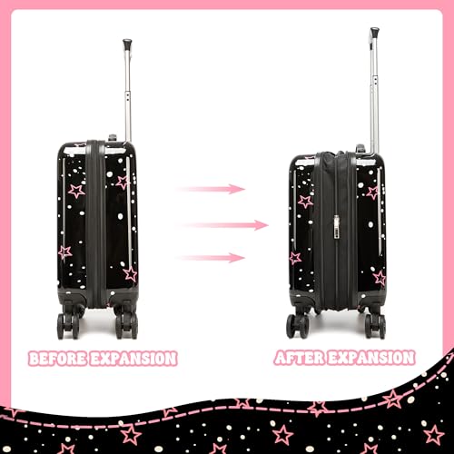 Image of Kid's Luggage Set 2 Piece Suitcase Set Hardside Luggage with Spinner Wheels Girls Carry on Toddler Travel Rolling Suitcase with Neck Pillow Airline Approved