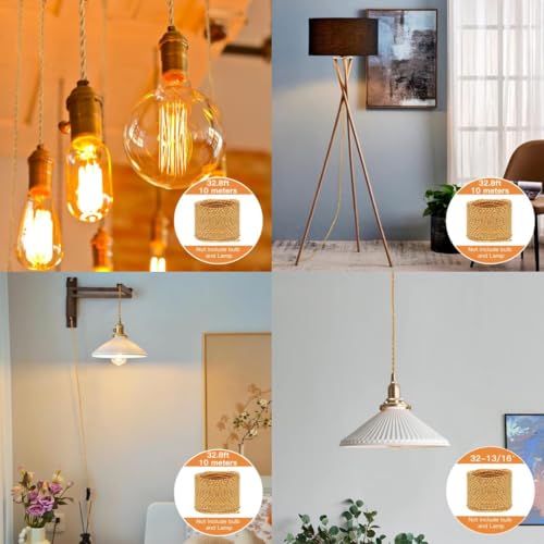 Image of 16.4ft 18 Cloth Covered Electrical Wire 5m Vintage Style 18-Gauge Twisted Braided Cord for Antique Lamps DIY Lighting Projects Chandeliers Home Decor (3 Core Twisted - Gold)