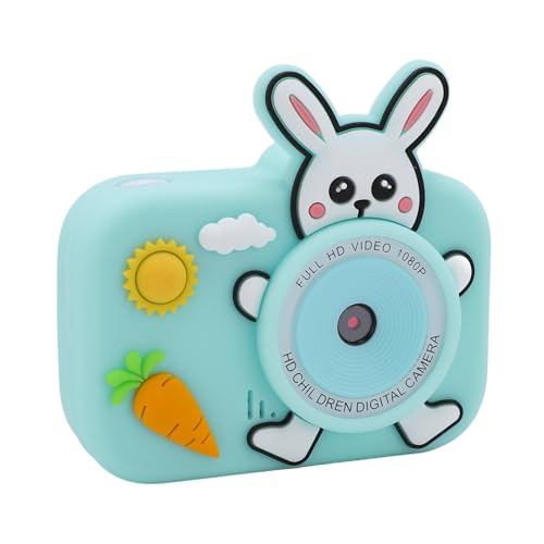 1080P Digital Camera, Cartoon Video Camcorder Auto Focus with 2 Inch Screen, Compact Small Selfie Camera with Music Player Games for Photography (Green)