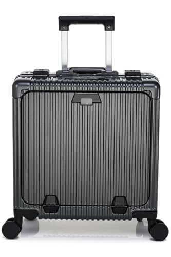 Image of Verage Luxe Celeste Pro Overnighter 48 cms Cabin Luggage Carry On Polycarbonate 8 Wheel Suitcase Laptop Trolley (Grey)