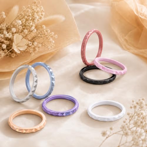 Image of Egnaro Silicone Wedding bands women, Stackable Silicone Ring style