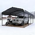 12x20 Heavy Duty Metal Carport Galvanized Steel Carport Shelter for 2 Car Extra Large Canopy for Dual Vehicle, RV Boat Storage All Weather Protection Garage Party Tent (12x20 FT)