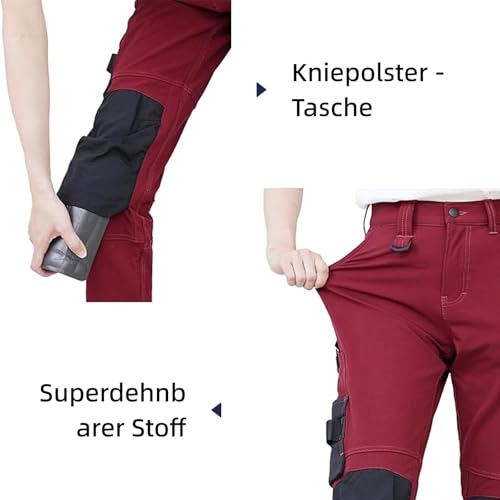 WORK IDEA Damen Slim-Fit Stretch Arbeitshose: Kritische Stoffbereiche aus Cordura – strapazierfähige Eleganz für höchste Ansprüche.