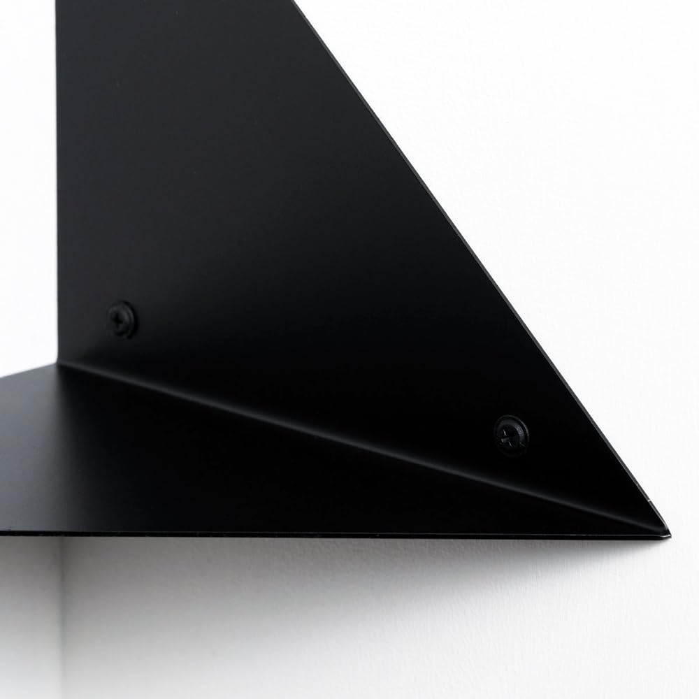 Corner Shelf for Walls, Black Simple Metal Shelves Wall Mounted, Creative Floating Shelf Set of 2 Geometric Plant Rack, Bathroom, Living Room Small Corner Ledge Triangle Shelving (Black, Set of 2)