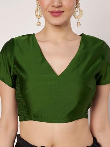 Image of studio rasa Women's Silk Blend Stretchable Crop Top for Festive Wedding Party