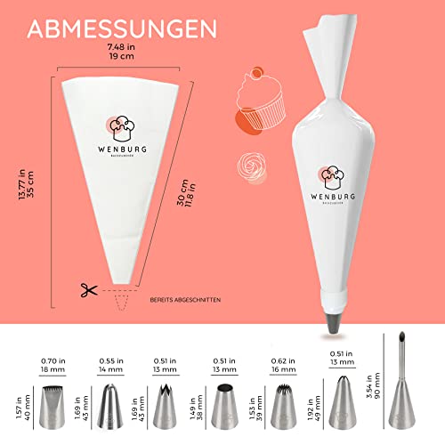 Wenburg Spritzbeutel mit 7 Tüllen | Wiederverwendbarer Baumwoll-Spritzsack – Ansicht 5