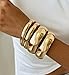 Chunky Gold Bangle Bracelets for Women, Dainty 14k Gold Plated Big Stackable Bangles Set, Trendy Cuff Bracelet Stack Fashion Jewelry Gifts (4 pcs chunky gold bangles)