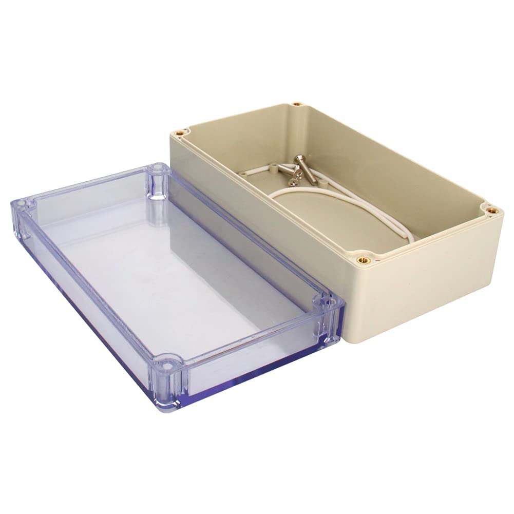 Heyiarbeit ABS Plastic Junction Box Dustproof Waterproof IP65 Electrical Enclosure Box Universal Project Enclosure Grey with PC Transparent Clear Cover 6.22 x 3.54 x 2.36 inch (158 x 90 x 60 mm)