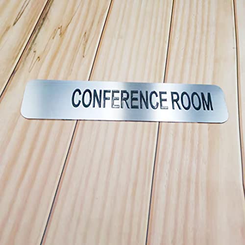 Cartel para puerta con grabado de acero inoxidable, 25 x 5,5 cm, para sala de conferencias, sala de conferencias, 304, color plateado Cover