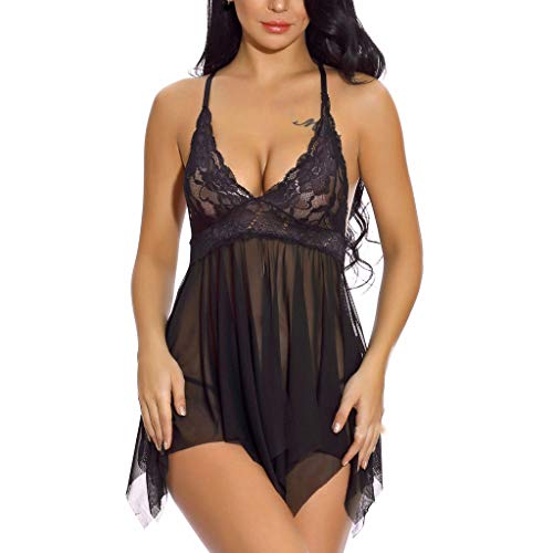 Women Lace Lingerie Sleepwear Chemises V Neck Slip Babydoll Nightgowns Sexy Sleep Dress Stain Spaghetti Strap WEI MOLO