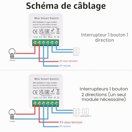 JIMEIDA Lot de 4 mini interrupteurs intelligents DIY - Compatible avec l'application Tuya, Alexa et Google Home - Conducteur neutre nécessaire – vue 7