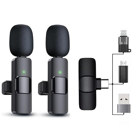 TP_Plus 2.4 ghz Omnidirectional Wireless mic Noise cancallation 65 Meter Range Plug & Play for Andriod/Type-c/iPhone/for YouTube Facebook, Vlog, Other Social Media Platform (K9 Mic)