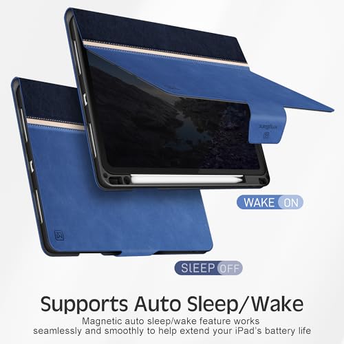 KingBlanc for iPad Air 13 inch Case (M4 2026/M3 2025/M2 2024) with Pencil Holder, Vegan Leather Protective Stand Cover, Auto Wake/Sleep, Angles for Viewing/Drawing, Supports Pencil Pro/(USB-C), Blue by KingBlanc - Image 5
