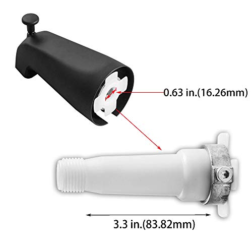 SENTO Slip On Black Universal Bathroom Tub Spout with Diverter, Durable Heavy Duty Metal Bathtub Faucet with Shower Diverter - 4 Inches 1/2\" Copper Pipe, Matte Black