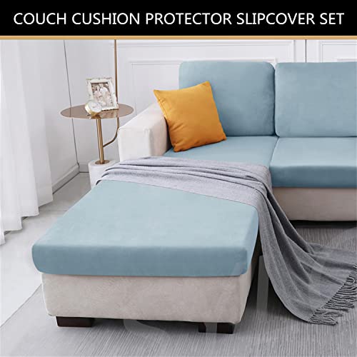 Housses de coussin de canapé velours extensible bleu clair housse protection L