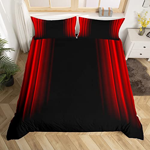Abstract Ombre Housse de Couette Ensemble Enfant Adolescent Rouge Noir Stripes Literie Ensemble Décoration de Chambre Géométrie abstraite Parure de Lit Modern Housse...