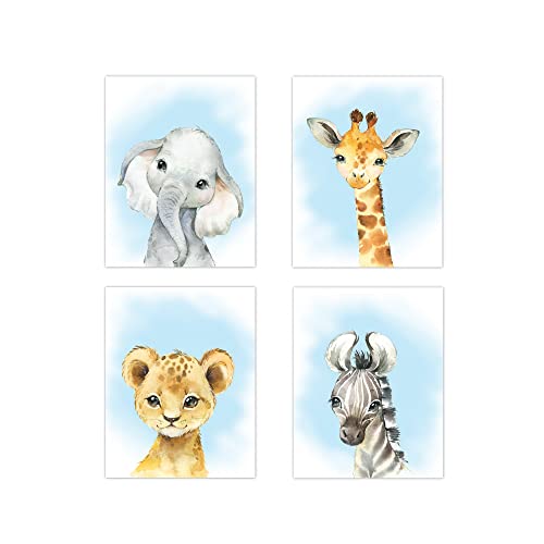Amazon.com: Baby Boy Nursery Wall Art Safari Animals Elephant Giraffe ...