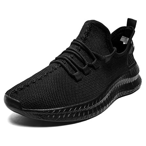 EGMPDA Mens Trainers Shoes Running Walking Sneakers Workout Casual Work Tennis Gym Cycling Athletic Sprot Mesh Shoes Black 9 UK Cover