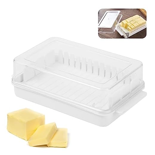 RICHDMI Mantequera, Mantequillera con Tapa, Caja de Corte Asistida por Mantequilla, Almacenamiento Fresco Hornear Mantequilla Ayuda Caja de Corte