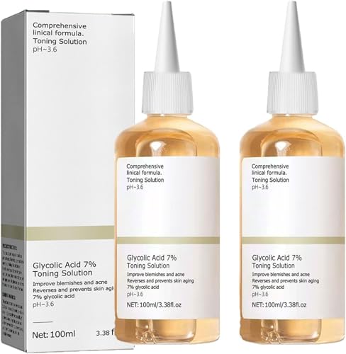 AUEJACKY Acid 7% Toning Resurfacing Solution Feuchtigkeitsspendendes Serum für die Hautpflege, Tonisierendes Glykolsäure,Gesichtspeeling, verfeinert die Poren, verjüngt die Haut (2 pack), Vol 200 ml