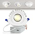 Adetu 4 inch Gimbal led recessed Light, 360°+90° Adjustable Directional Recessed Lighting, 2700K/3000K/3500K/4000K/5000K Dimmable Retrofit Eyeball Can Light with Jbox,ETL(White,1 Pack)